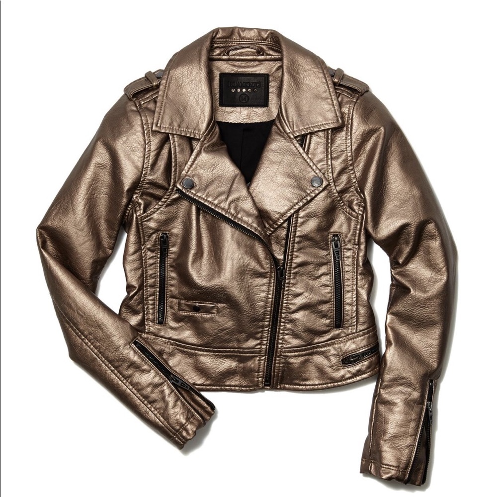 BLANK NYC WOMENS METALLIC MOTORCYCLE JACKET